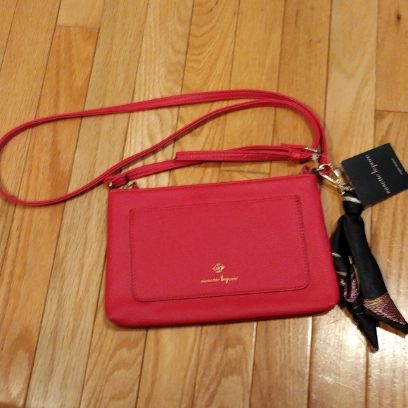 Nanette Lepore Handbags - - - Nanette Lepore wild berry faux leather scarf and medallion crossbody